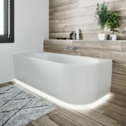 Riho Desire Corner Back-2-Wall Vorwand-Badewanne 170 X 77 Cm, Rechts, Mit LED Beleuchtung