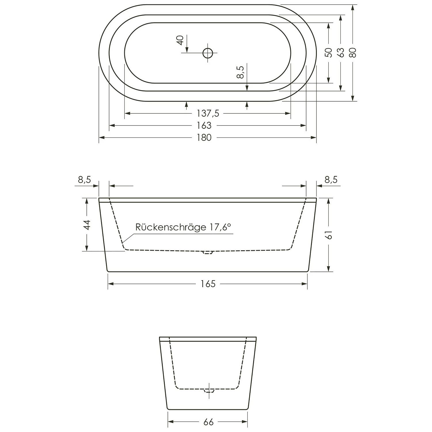 Steinkamp Life Freistehende Badewanne 180 X 80 Cm Mit MT5 Ab- Ein- Und Überlaufgarnitur 4 Steinkamp Life Freistehende Badewanne 180 X 80 Cm Mit MT5 Ab- Ein- Und Überlaufgarnitur – Bild 4