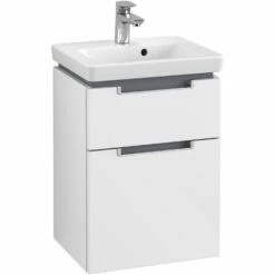Villeroy & Boch Subway 2.0 Waschtischunterschrank XXL 44 Cm, Griffe Silberfarbig Matt, 2 Auszüge
