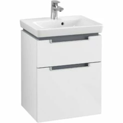 Villeroy & Boch Subway 2.0 Waschtischunterschrank XXL 48,5 Cm, Griffe Silberfarbig Matt, 2 Auszüge