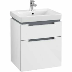 Villeroy & Boch Subway 2.0 Waschtischunterschrank XXL 53,7 Cm, Griffe Silberfarbig Matt, 2 Auszüge