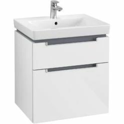 Villeroy & Boch Subway 2.0 Waschtischunterschrank XXL 58,7 Cm, Griffe Silberfarbig Matt, 2 Auszüge
