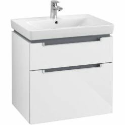 Villeroy & Boch Subway 2.0 Waschtischunterschrank XXL 63,7 Cm, Griffe Silber Matt, 2 Auszüge