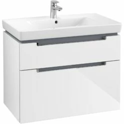 Villeroy & Boch Subway 2.0 Waschtischunterschrank XXL 78,7 Cm, Griffe Chromfarbig Glänzend, 2 Auszüge