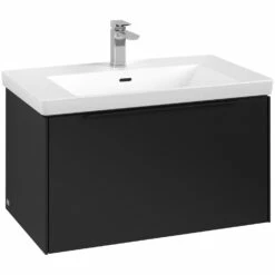 Villeroy & Boch Subway 3.0 Waschtischunterschrank 77,2 Cm, 1 Auszug, Griff Volcano Black, Ohne LED-Licht