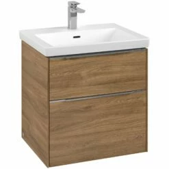 Villeroy & Boch Subway 3.0 Waschtischunterschrank 57,2 Cm, 2 Auszüge, Griffe Glänzend, Ohne LED-Licht