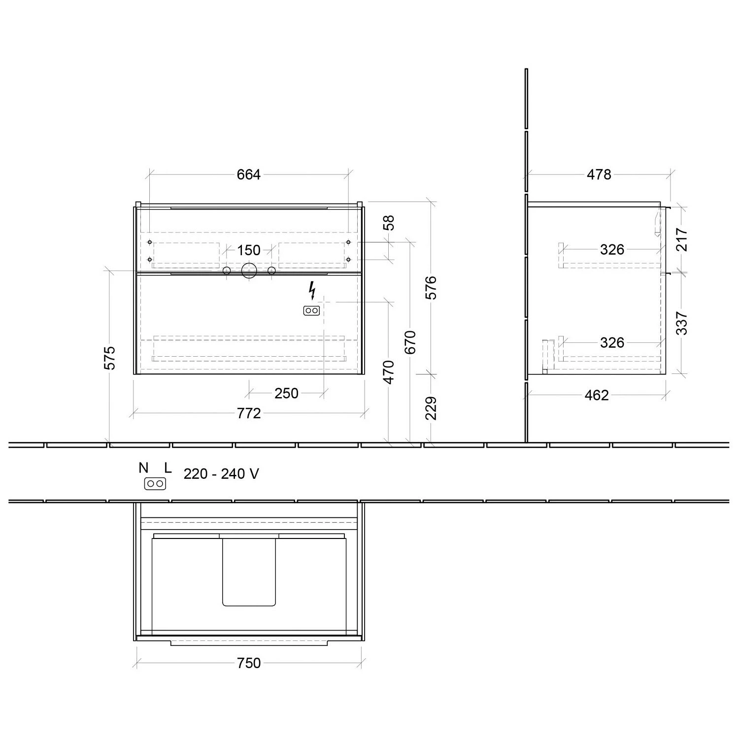 Villeroy & Boch Subway 3.0 Waschtischunterschrank 77,2 Cm, 2 Auszüge, Griffe Volcano Black, Mit LED-Licht 4 Villeroy & Boch Subway 3.0 Waschtischunterschrank 77,2 Cm, 2 Auszüge, Griffe Volcano Black, Mit LED-Licht – Bild 4