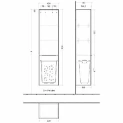 Villeroy & Boch Subway 3.0 Hochschrank, 1 Wäscheklappe Und 1 Tür, Anschlag Rechts, Griff Volcano Black