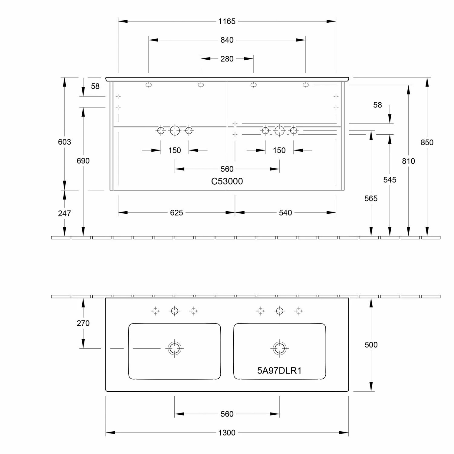 Villeroy & Boch Finero Waschtischunterschrank 130 Cm Mit Doppelwaschtisch, 4 Auszüge 4 Villeroy & Boch Finero Waschtischunterschrank 130 Cm Mit Doppelwaschtisch, 4 Auszüge – Bild 4