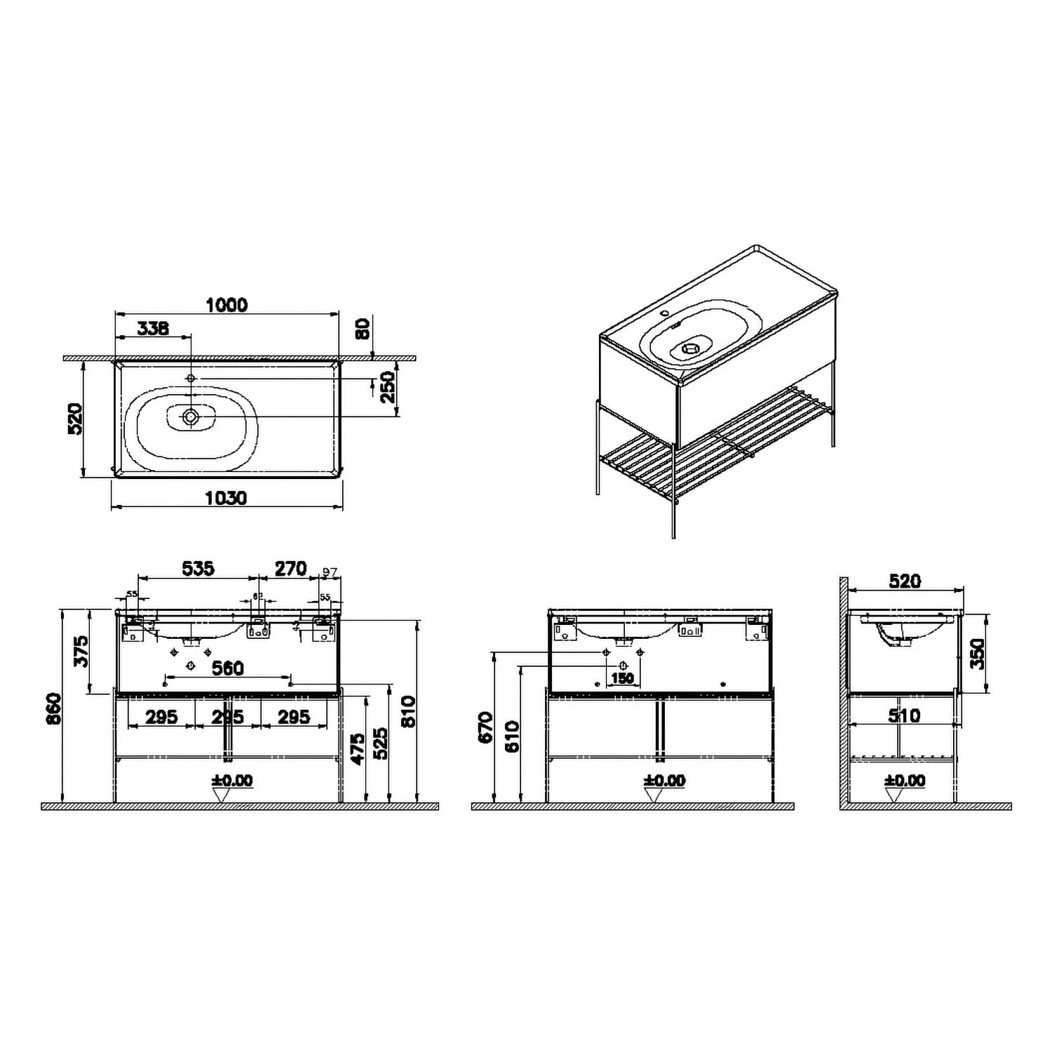 VitrA Equal Set Möbelwaschtisch Asymmetrisch 103 Cm Mit Fußgestell 2 VitrA Equal Set Möbelwaschtisch Asymmetrisch 103 Cm Mit Fußgestell – Bild 2